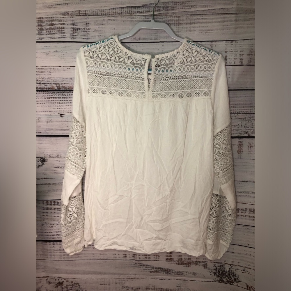 Lascana White Lace Flutter Sleeve Blouse NWT - Picture 15 of 16